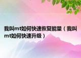 我叫mt如何快速恢復(fù)能量（我叫mt如何快速升級）