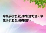 蘋果手機怎么分屏操作方法（蘋果手機怎么分屏操作）
