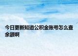 今日更新知道公積金賬號(hào)怎么查余額啊