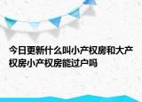今日更新什么叫小產(chǎn)權(quán)房和大產(chǎn)權(quán)房小產(chǎn)權(quán)房能過戶嗎