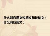 什么叫應用文說明文和議論文（什么叫應用文）