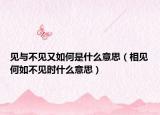 見(jiàn)與不見(jiàn)又如何是什么意思（相見(jiàn)何如不見(jiàn)時(shí)什么意思）