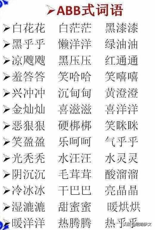 小學(xué)語文ABB，AABB，ABCC式等詞語大全，家長不要錯(cuò)過