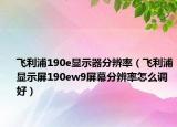 飛利浦190e顯示器分辨率（飛利浦顯示屏190ew9屏幕分辨率怎么調(diào)好）
