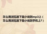 怎么用瀏覽器下載小說到mp3上（怎么用瀏覽器下載小說到手機(jī)上?）