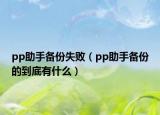 pp助手備份失敗（pp助手備份的到底有什么）