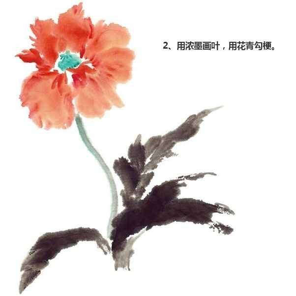 簡(jiǎn)單三步，教你畫(huà)水墨畫(huà)-水墨菊花、桂花、虞美人的繪畫(huà)步驟