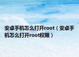 安卓手機(jī)怎么打開(kāi)root（安卓手機(jī)怎么打開(kāi)root權(quán)限）
