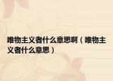 唯物主義者什么意思?。ㄎㄎ镏髁x者什么意思）