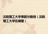 沈陽理工大學錄取分數線（沈陽理工大學在哪里）