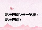 高壓球閥型號(hào)一覽表（高壓球閥）