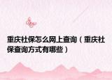 重慶社保怎么網(wǎng)上查詢（重慶社保查詢方式有哪些）