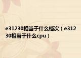 e31230相當(dāng)于什么檔次（e31230相當(dāng)于什么cpu）