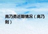 高乃勇近期情況（高乃則）