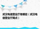武漢電信營業(yè)廳有哪些（武漢電信營業(yè)廳網(wǎng)點(diǎn)）