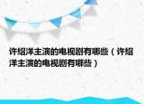許紹洋主演的電視劇有哪些（許紹洋主演的電視劇有哪些）