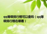qq等級(jí)排行榜可以查嗎（qq等級(jí)排行榜在哪看）