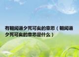 有朝聞道夕死可矣的意思（朝聞道夕死可矣的意思是什么）