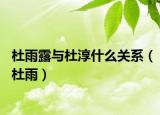 杜雨露與杜淳什么關(guān)系（杜雨）