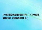 小烏鴉愛媽媽歌詞內容（《小烏鴉愛媽媽》的歌詞是什么）