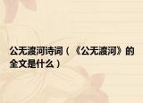 公無渡河詩詞（《公無渡河》的全文是什么）