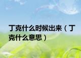 丁克什么時候出來（丁克什么意思）