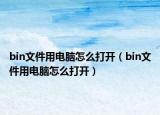 bin文件用電腦怎么打開（bin文件用電腦怎么打開）