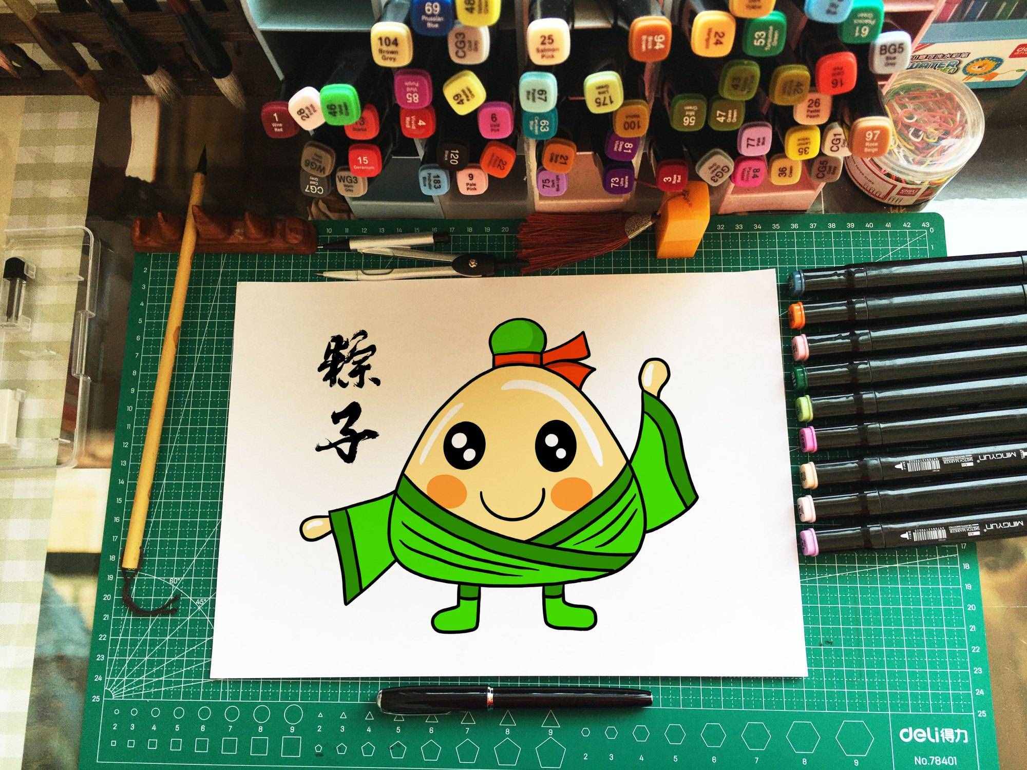 美術(shù)老師教你畫粽子，簡單幾步，太好看了