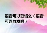 語音可以剪輯么（語音可以群發(fā)嗎）