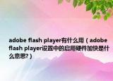 adobe flash player有什么用（adobe flash player設(shè)置中的啟用硬件加快是什么意思?）