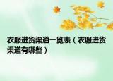 衣服進貨渠道一覽表（衣服進貨渠道有哪些）