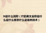 It是什么簡稱（IT的英文全稱是什么是什么意思什么是信息技術）