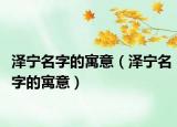 澤寧名字的寓意（澤寧名字的寓意）