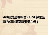 dnf御龍至尊稱號(hào)（DNF御龍至尊為何比皇室尊親貴幾倍）
