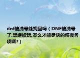 dnf被洗號能找回嗎（DNF被洗號了,想繼續(xù)玩,怎么才能盡快的恢復各項啊?）