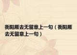 衡陽(yáng)雁去無(wú)留意上一句（衡陽(yáng)雁去無(wú)留意上一句）