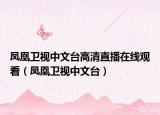 鳳凰衛(wèi)視中文臺(tái)高清直播在線觀看（鳳凰衛(wèi)視中文臺(tái)）