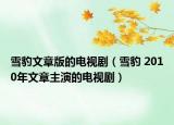 雪豹文章版的電視?。ㄑ┍?2010年文章主演的電視?。? /></span></a>
                        <h2><a href=