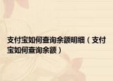 支付寶如何查詢余額明細(xì)（支付寶如何查詢余額）