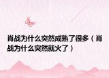 肖戰(zhàn)為什么突然成熟了很多（肖戰(zhàn)為什么突然就火了）