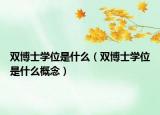 雙博士學(xué)位是什么（雙博士學(xué)位是什么概念）