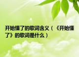 開始懂了的歌詞含義（《開始懂了》的歌詞是什么）