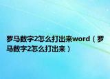 羅馬數(shù)字2怎么打出來(lái)word（羅馬數(shù)字2怎么打出來(lái)）