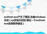 svchost.exe產(chǎn)生了錯(cuò)誤,會被windows關(guān)閉（xp系統(tǒng)開啟時(shí),彈出一個(gè)svchost.exe應(yīng)用程序錯(cuò)誤）