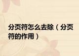 分頁(yè)符怎么去除（分頁(yè)符的作用）