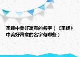 圣經(jīng)中美好寓意的名字（《圣經(jīng)》中美好寓意的名字有哪些）