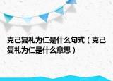 克己復(fù)禮為仁是什么句式（克己復(fù)禮為仁是什么意思）