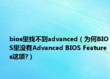 bios里找不到advanced（為何BIOS里沒(méi)有Advanced BIOS Features這項(xiàng)?）