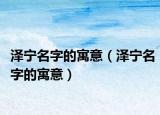 澤寧名字的寓意（澤寧名字的寓意）