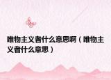 唯物主義者什么意思?。ㄎㄎ镏髁x者什么意思）